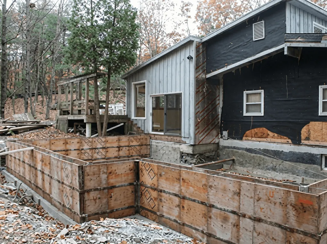 Prepared site with foundation forms for home remodeling and addition project in Ann Arbor, MI
